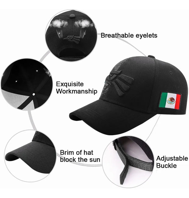 Gorra Para Hombre Águila Hecho En México Beisbol Negro - Tricolor V3