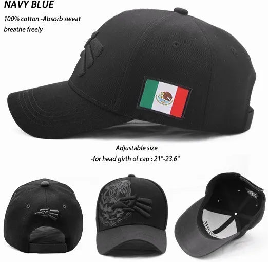 Gorra Para Hombre Águila Hecho En México Beisbol Negro - Tricolor V3