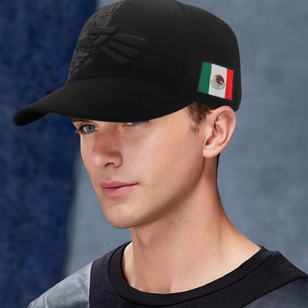 Gorra Para Hombre Águila Hecho En México Beisbol Negro - Tricolor V3