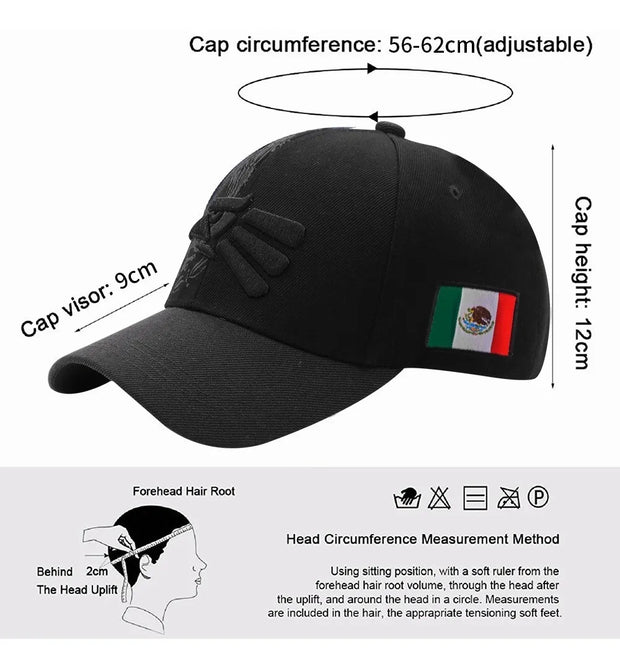Gorra Para Hombre Águila Hecho En México Beisbol Negro - Tricolor V3