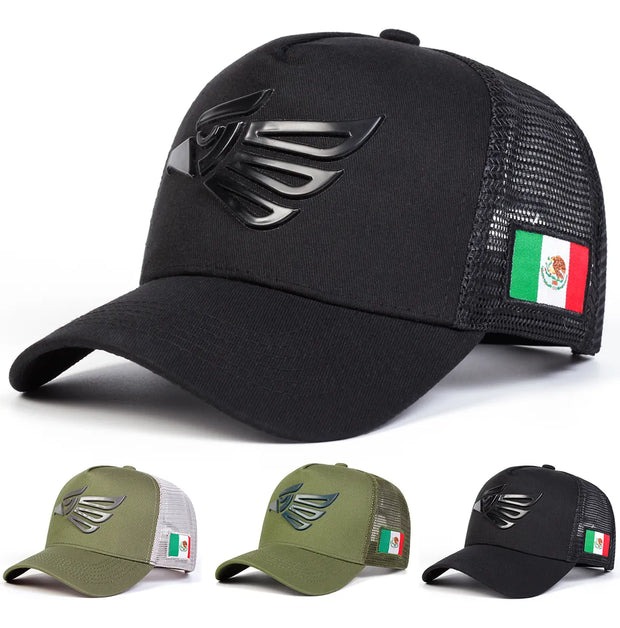 Gorra Para Hombre Águila Hecho En México Beisbol Negro - Tricolor V2