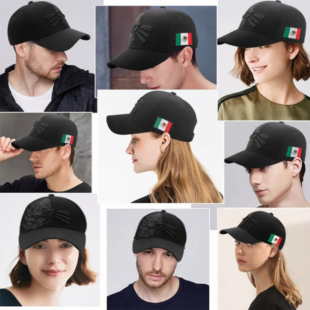 Gorra Para Hombre Águila Hecho En México Beisbol Negro - Tricolor V3