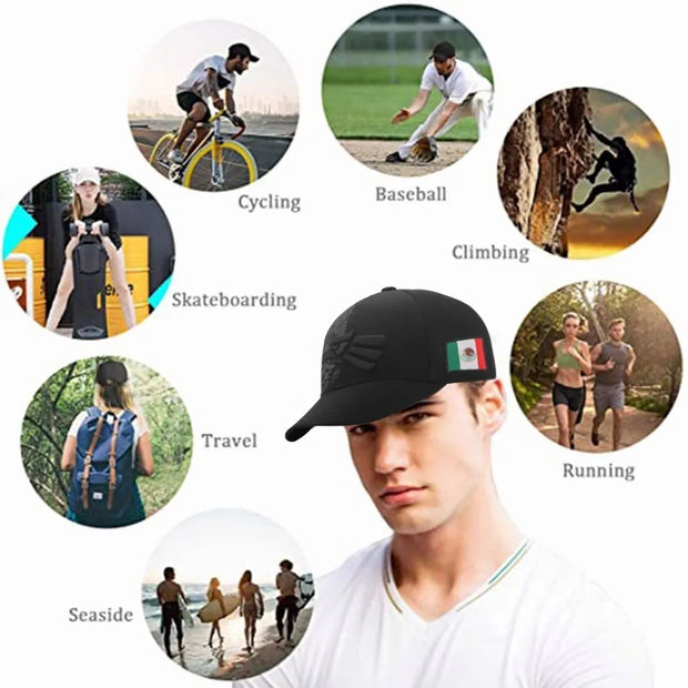 Gorra Para Hombre Águila Hecho En México Beisbol Negro - Tricolor V3