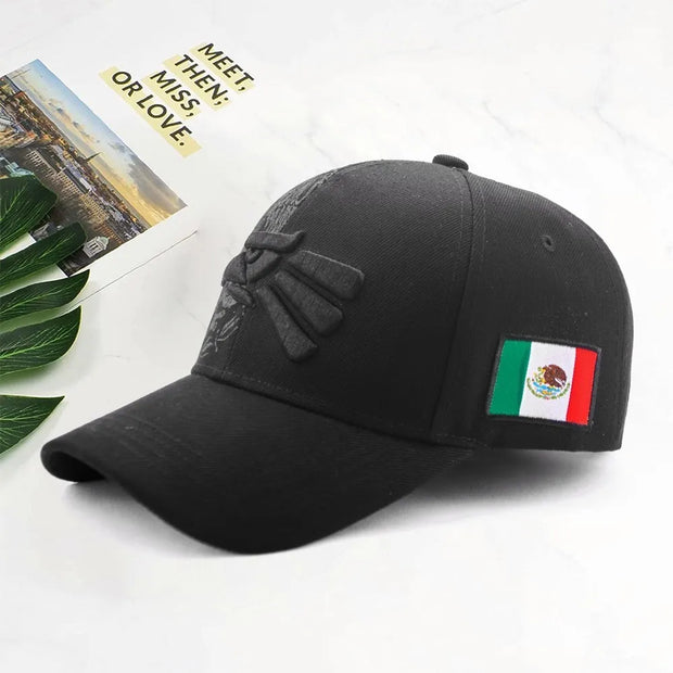 Gorra Para Hombre Águila Hecho En México Beisbol Negro - Tricolor V3