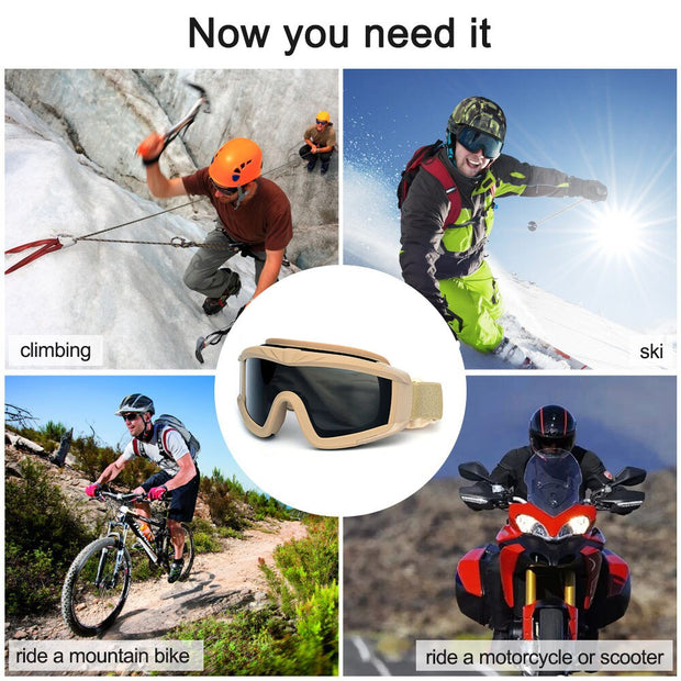 Goggles Tácticos de Protección Moto Deportes Exteriores con 3 Micas Intercambiables