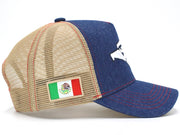 Gorra Para Hombre Águila Hecho En México Beisbol Denim - Tricolor